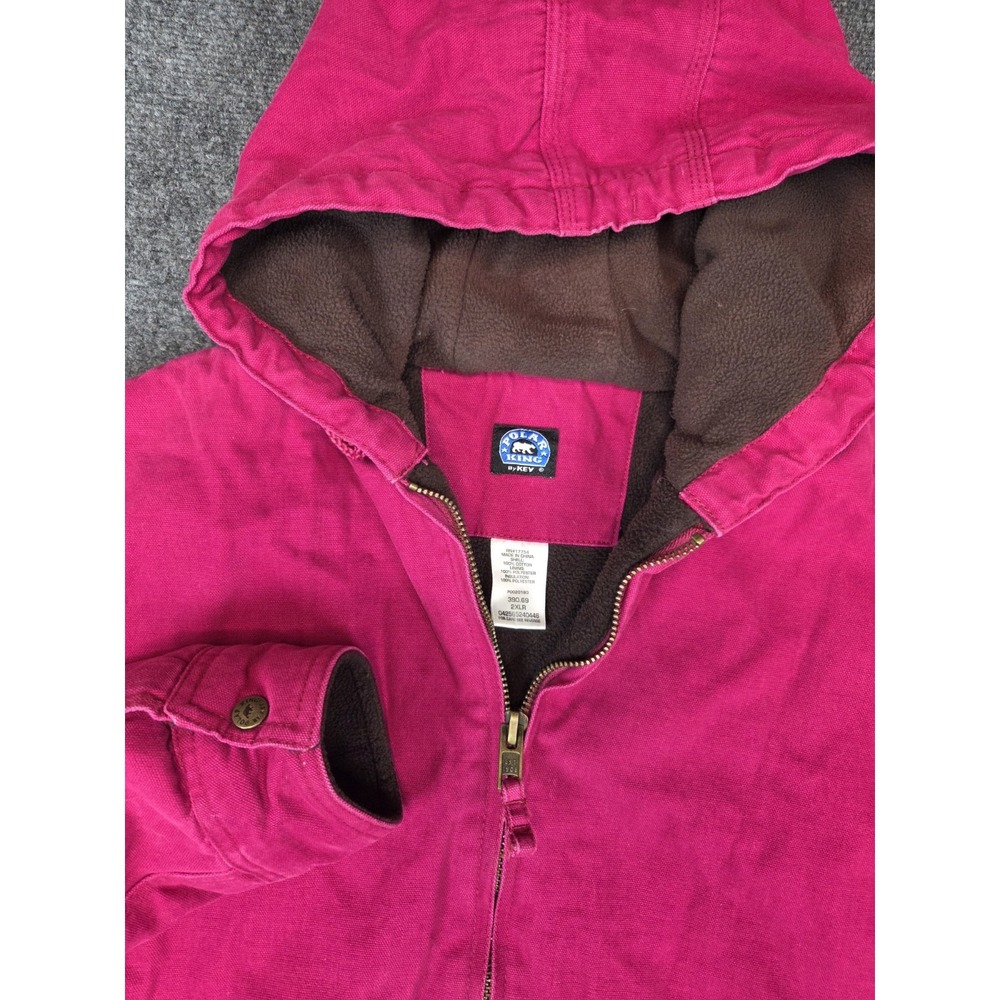 Polar King by Key Canvas Jacket Womens XXL Magenta Hooded Work Wear Fleece Lined